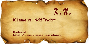 Klement Nándor névjegykártya