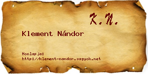 Klement Nándor névjegykártya